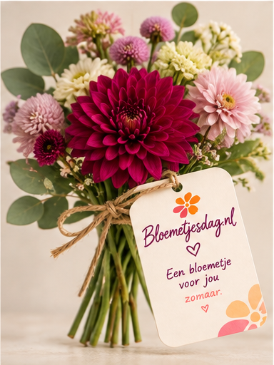 Digitaal Bloemetjesdag-bloemetje met een dahlia