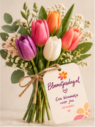 Digitaal Bloemetjesdag-bloemetje met tulpen