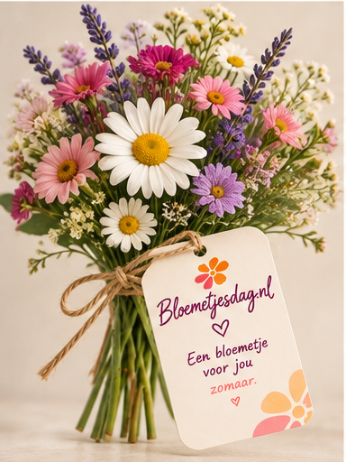 Digitaal Bloemetjesdag-bloemetje met een veldboeket